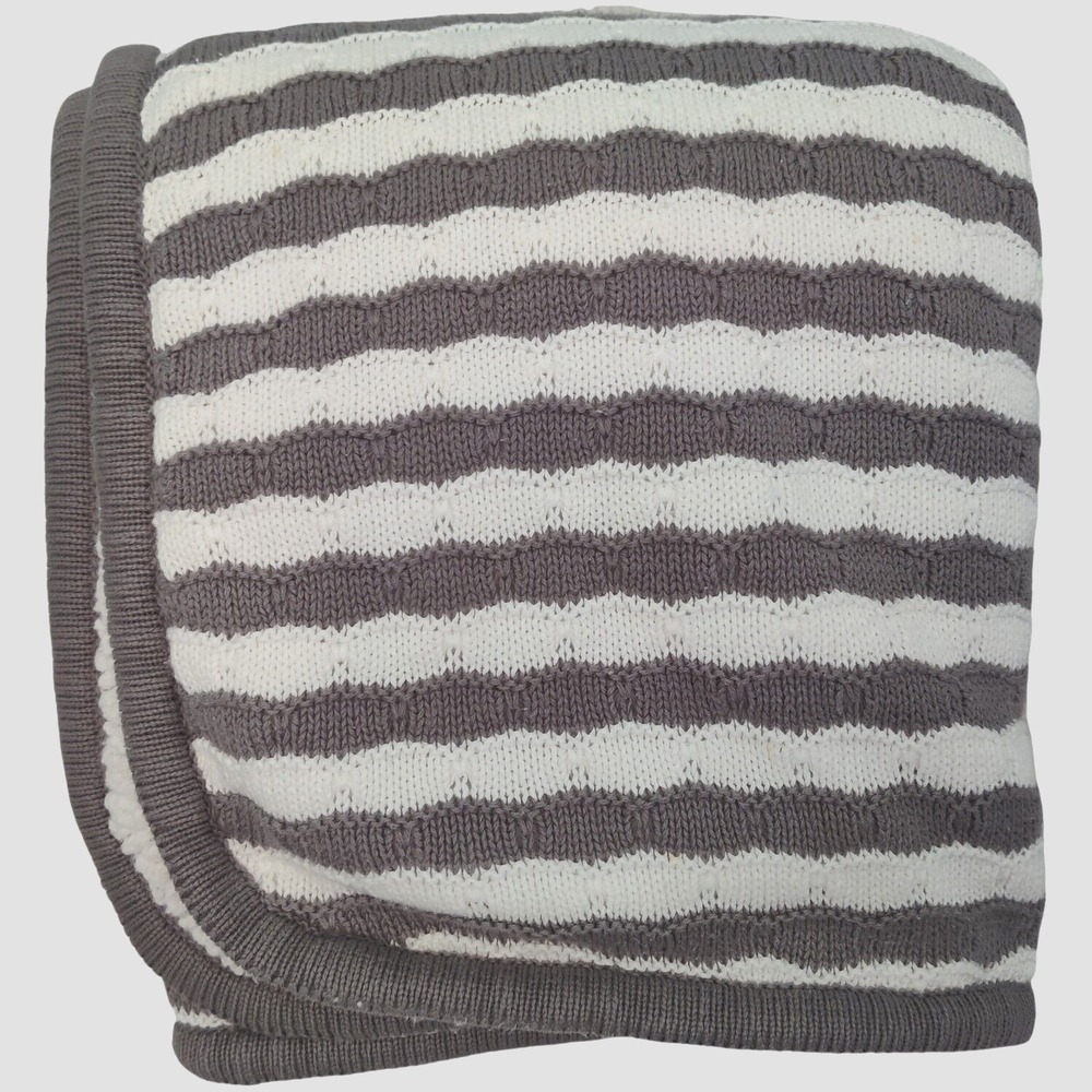 Starting‎ Out One Gray White Stripe Knit Baby Blanket Sherpa Backside Dillard's